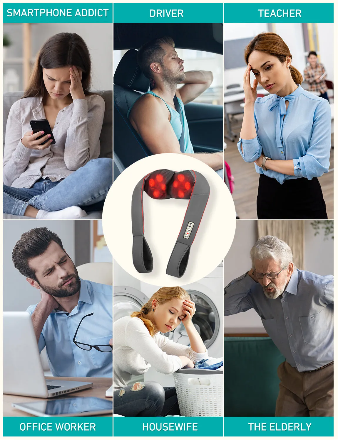 092AH Shiatsu Back Shoulder Massager with Heat (EU ONLY)
