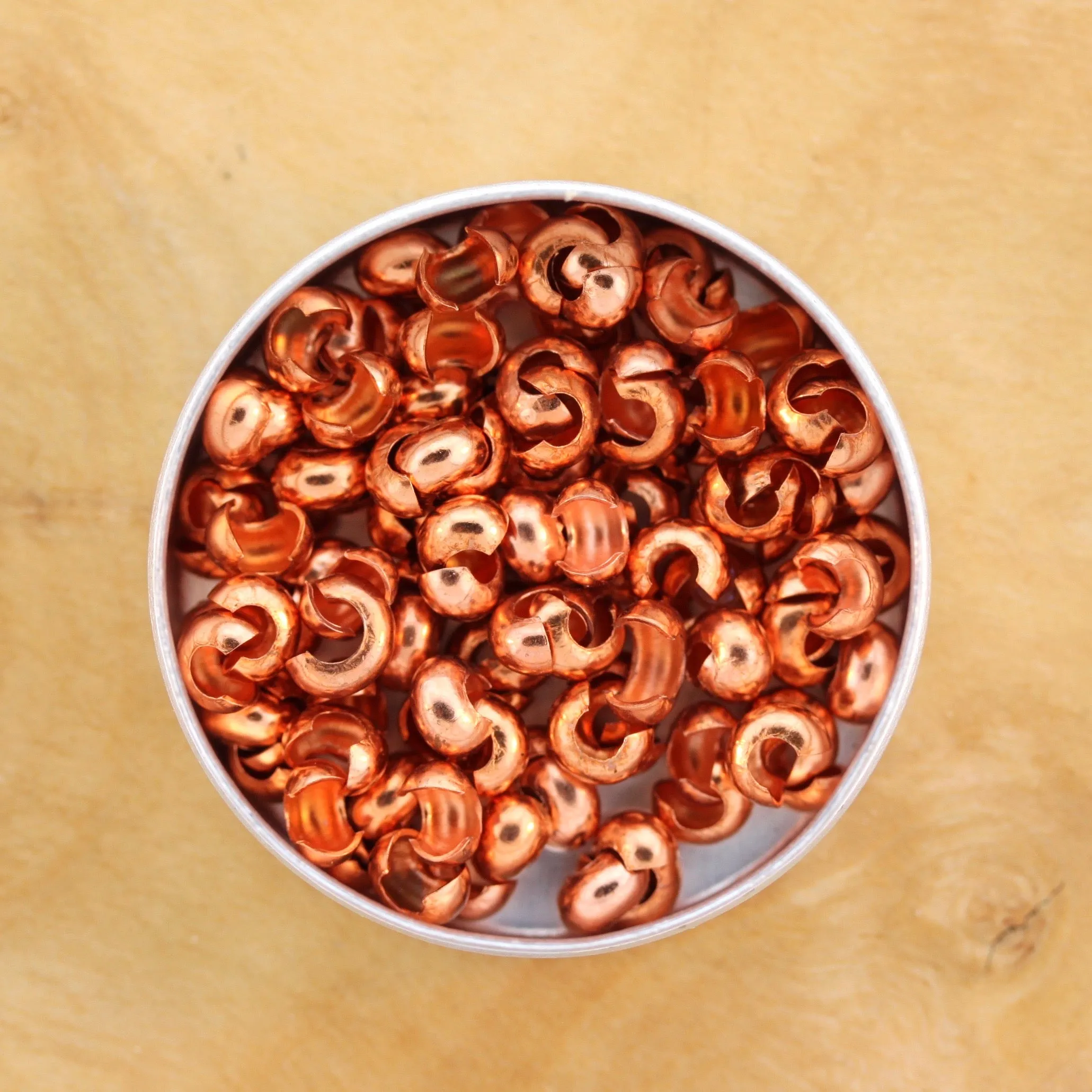 100 Copper 4mm Crimp Bead Covers...or...Leather Crimper Ball Bead!