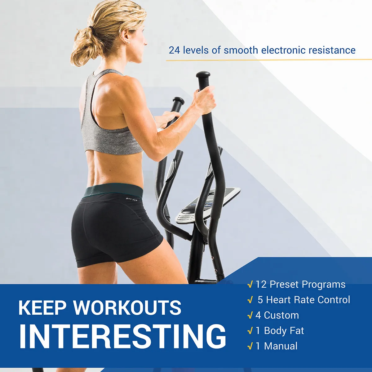 2-in-1 Hybrid Elliptical Upright Bike for Full Body Workout