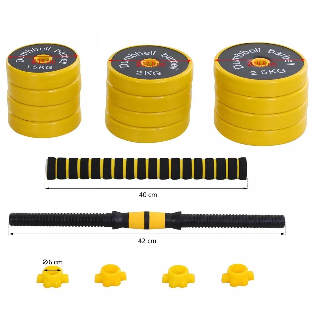 25KGS Dumbbell & Barbell  Adjustable Set Plate Bar Clamp Rod Home Gym Sports Area Exercise Ergonomic 25KG
