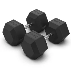 37.5KG Rubber Hex Dumbbell Pair