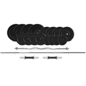 90kg EnduraCast Barbell, Dumbbells, Curl Bar Weight Set