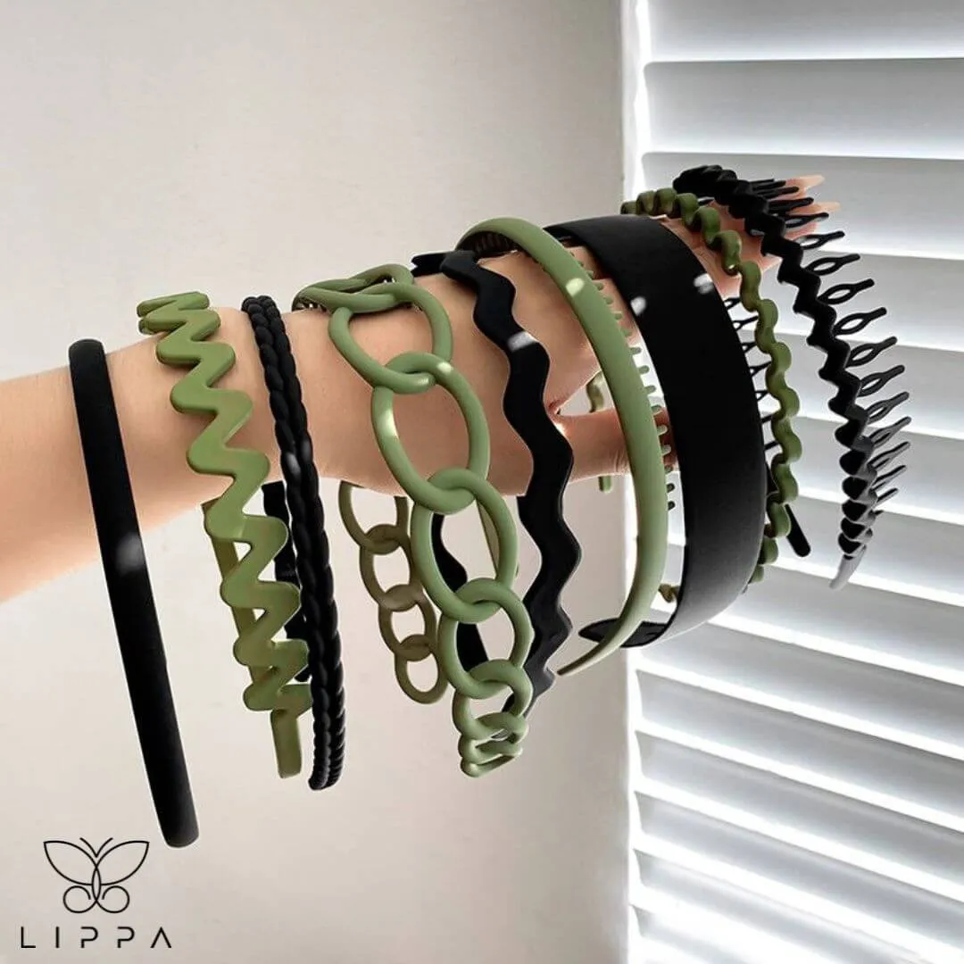 9pcs Hair Bands Set in Two Colors for Daily Use