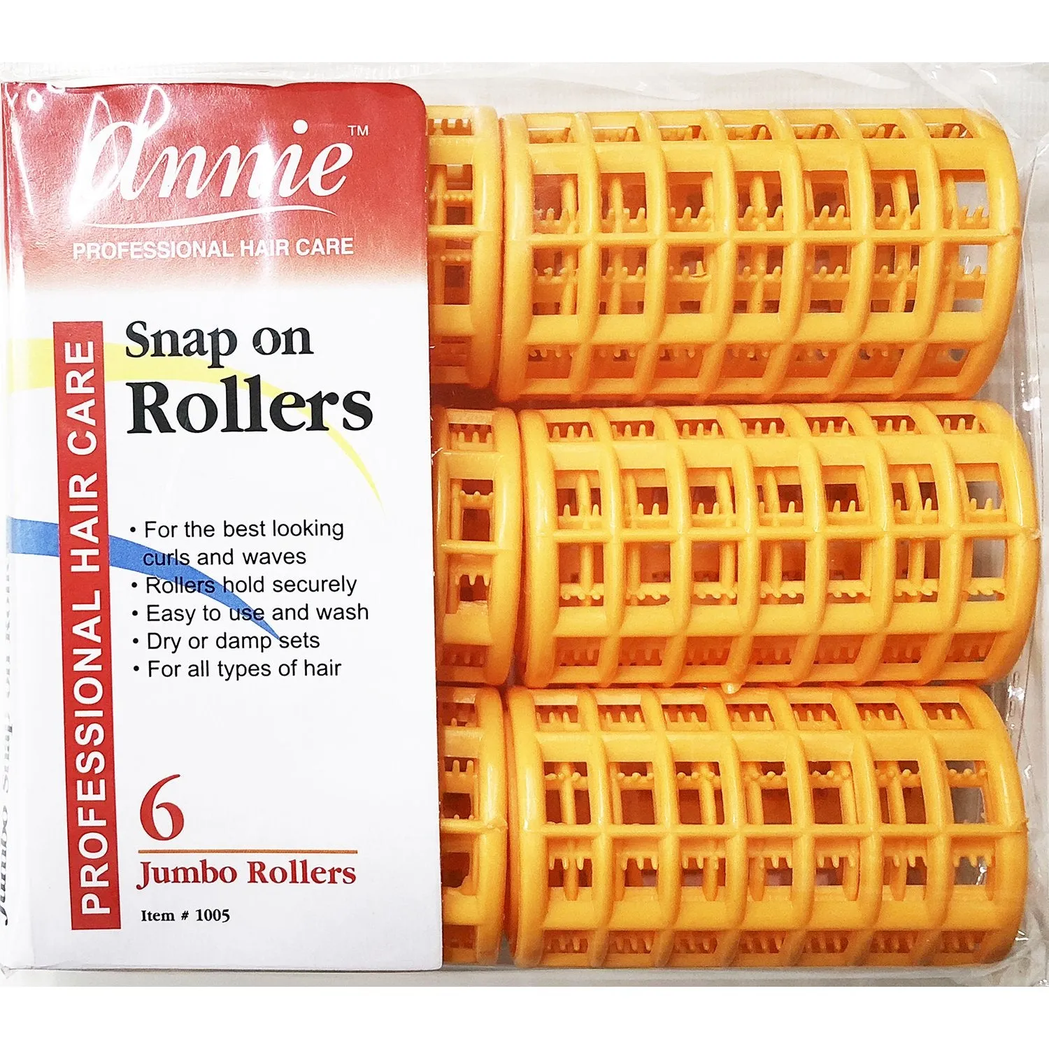 Annie Snap-On Rollers Size Jumbo 6 Count Orange 1005