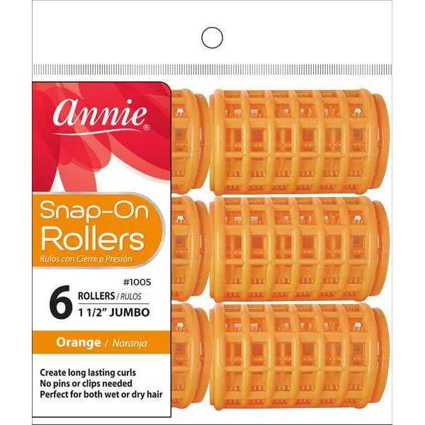 Annie Snap-On Rollers Size Jumbo 6 Count Orange 1005