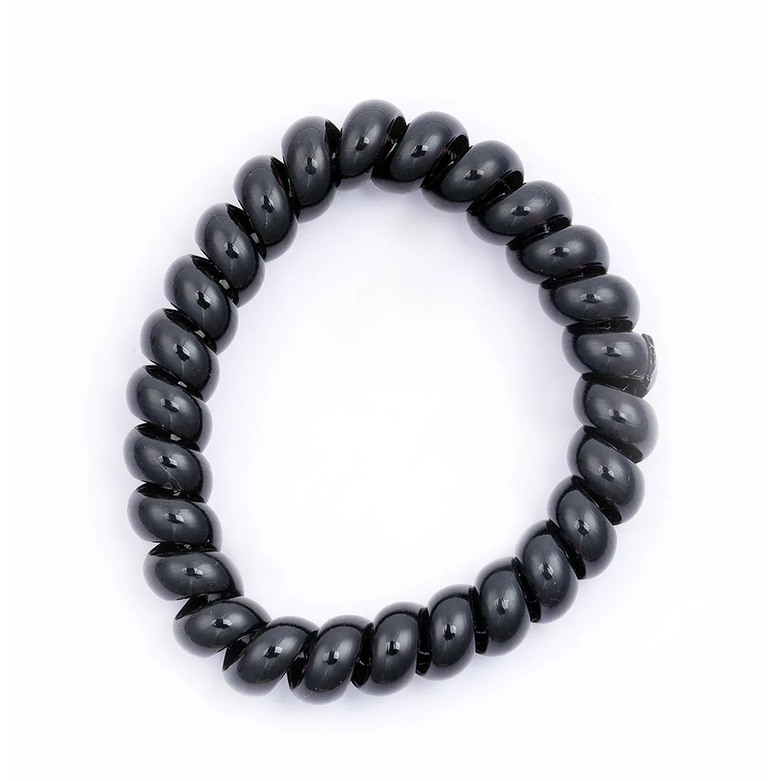 Ayesha Durable set of two black rubber bands with a unique telephone wire design.