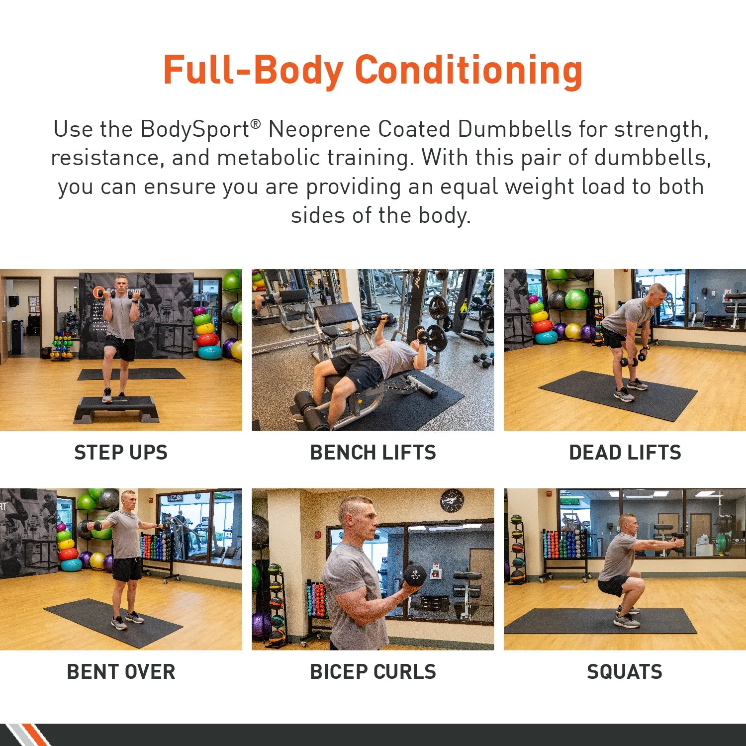 BodySport&reg; Neoprene Color Dumbbells