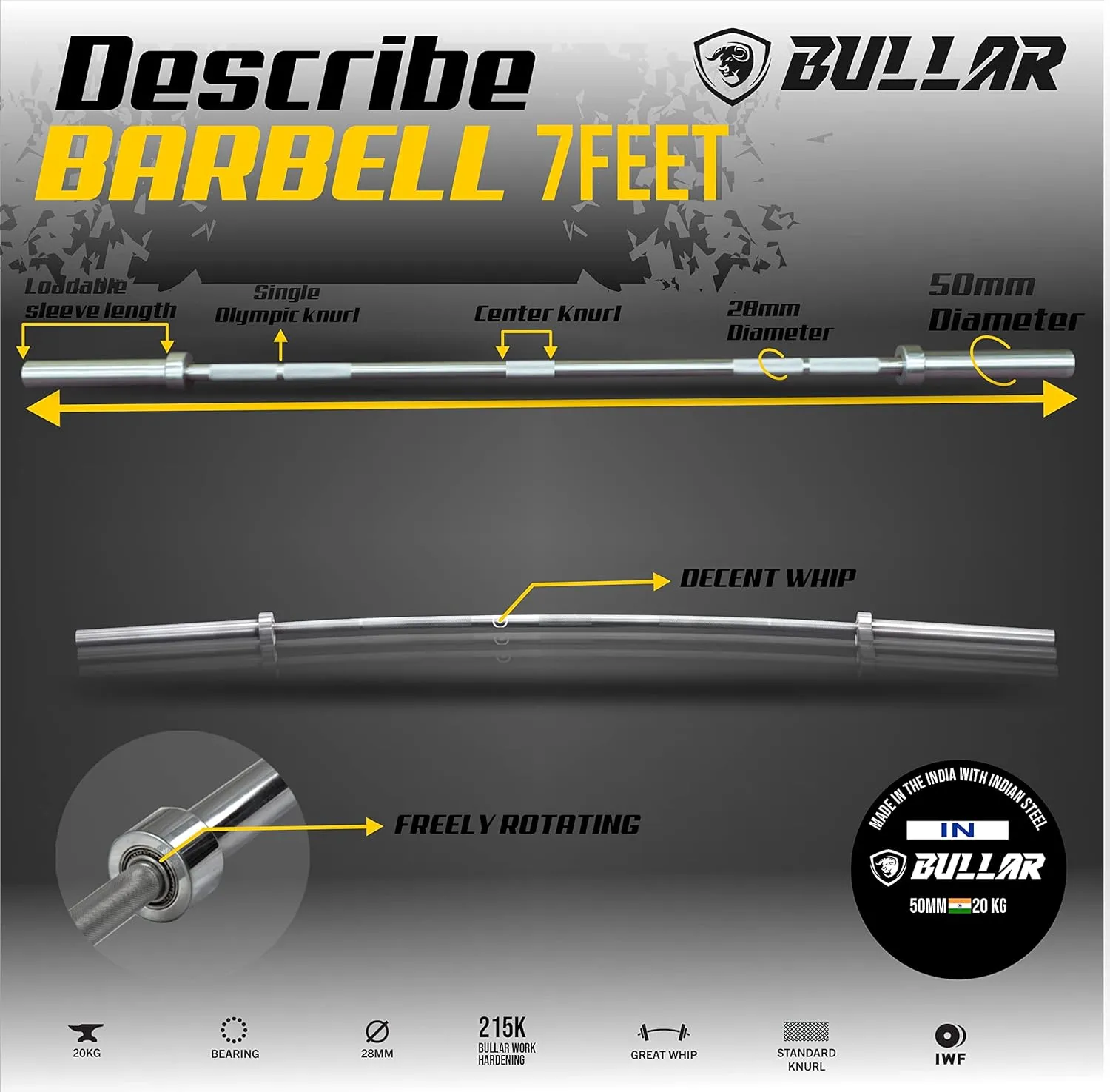 Bumper plates with olympic barbell (120 KG SET(25x2 20x2 10x2 5x2))