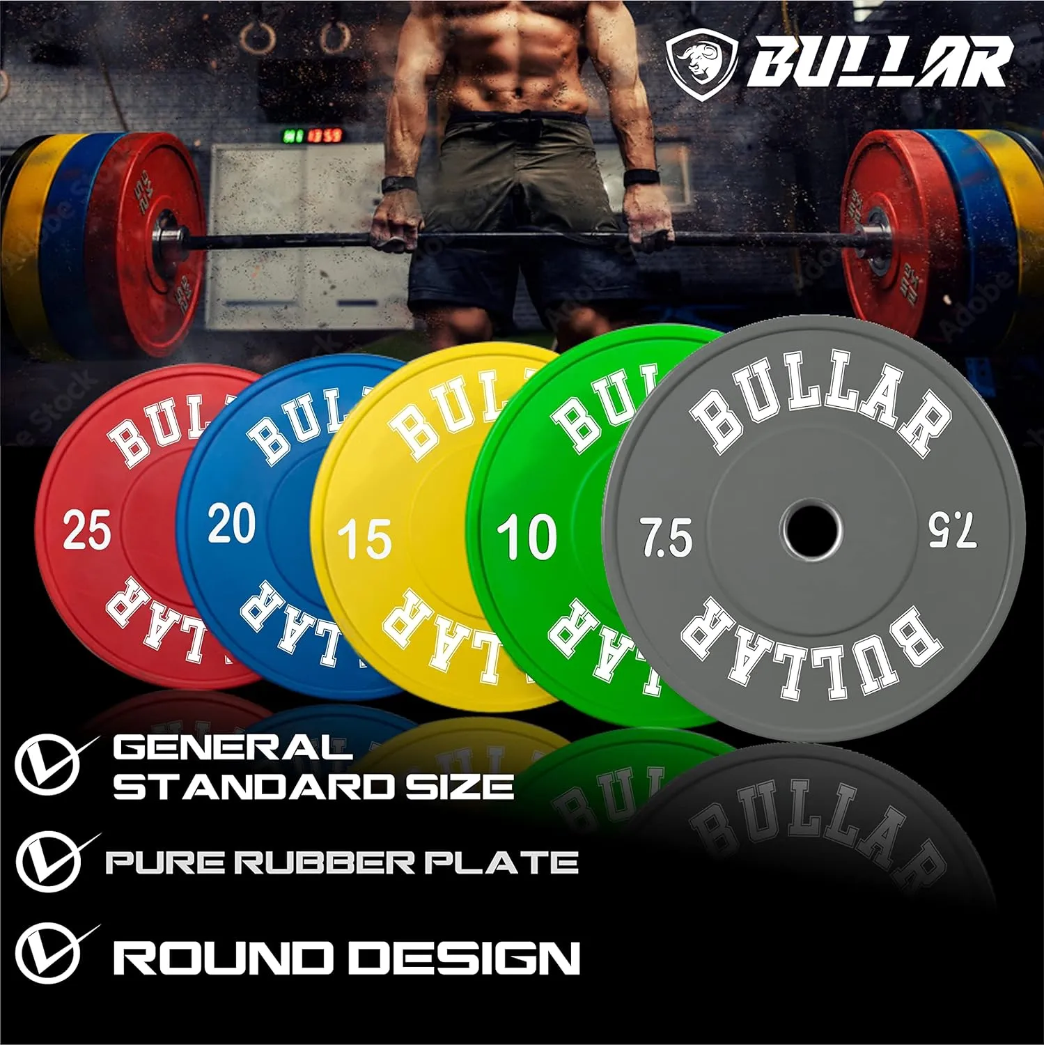 Bumper plates with olympic barbell (150 KG SET(25x2 20x2 15x2 10x2 5x2))
