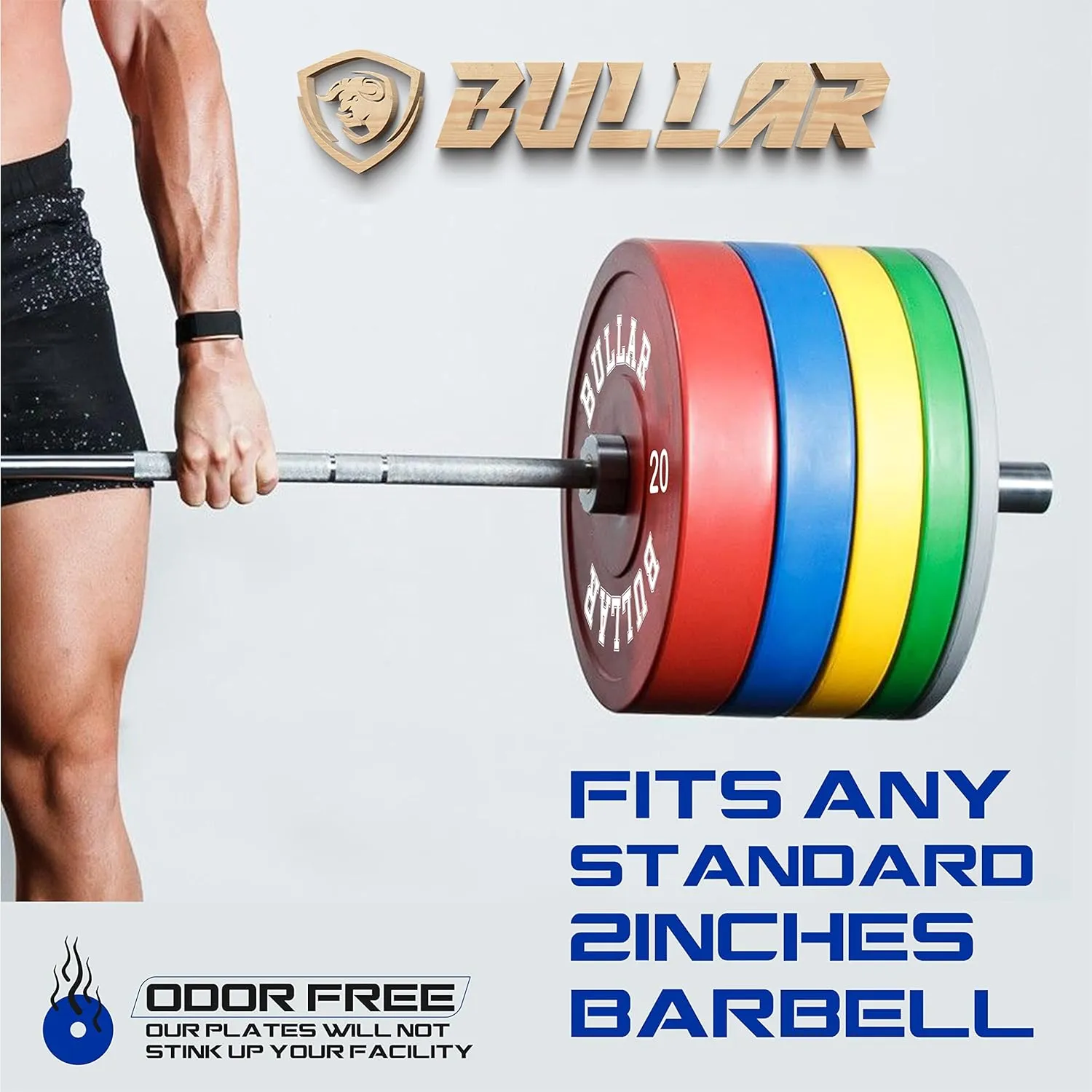 Bumper plates with olympic barbell (45 KG SET(10x2 5x2 7.5x2))
