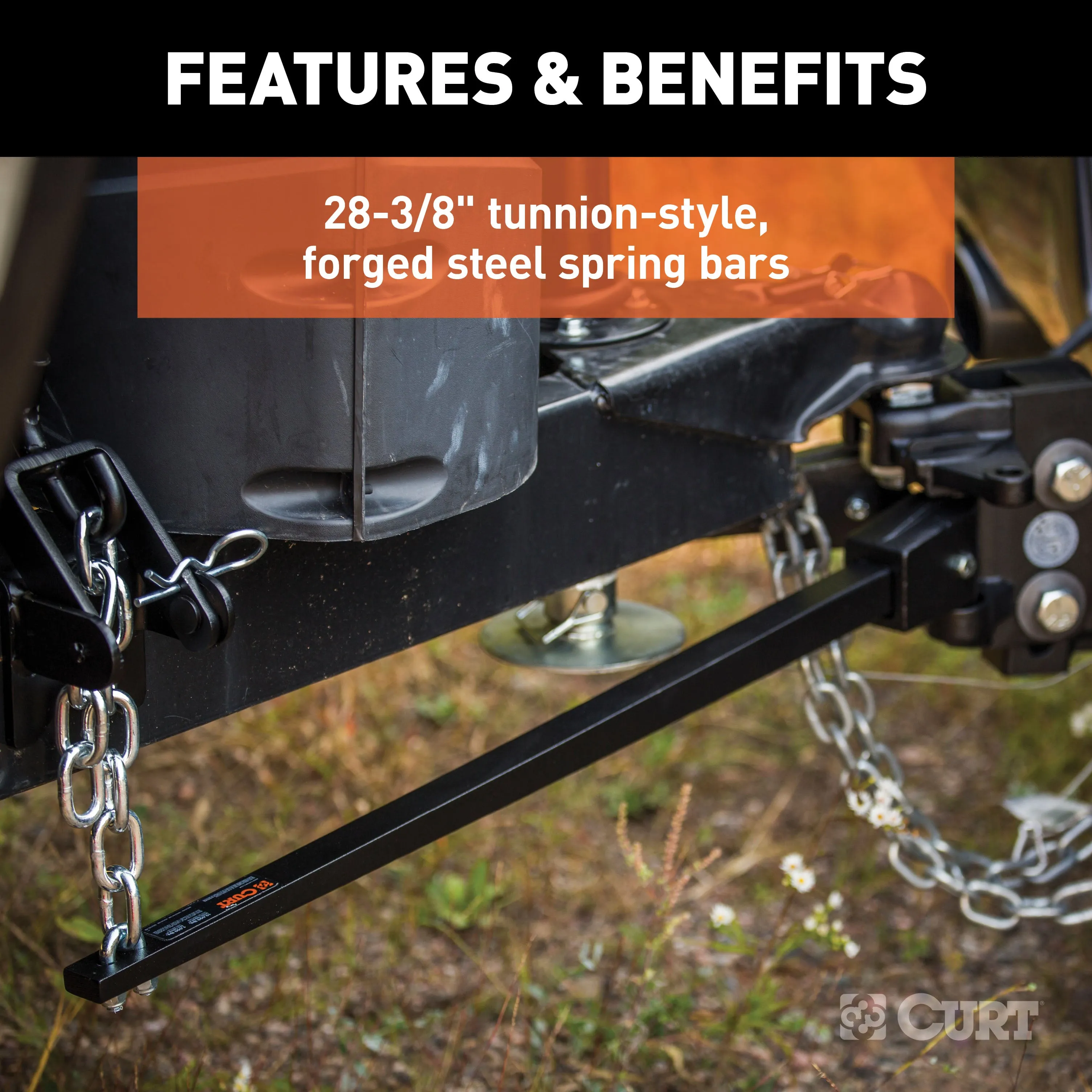 CURT 17322 Short Trunnion Bar Weight Distribution Hitch with Sway Control (8-10K; 28-3/8in.