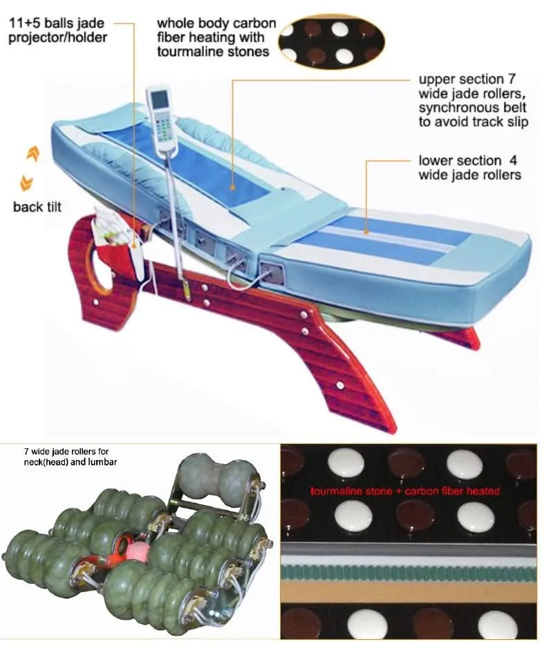 Deluxe Far Infrared Jade Therapy Massage Bed / Spinal Traction Table