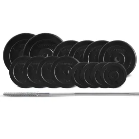 Durable 65kg EnduraCast Barbell Weight Set, PVC Coated