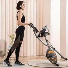 Folding Stationary Bike Recumbent Exercise Bike w/Arm Resistance Bands-Pulse Sensor-LCD Monitor and Easy
