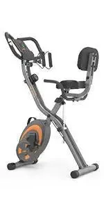 Folding Stationary Bike Recumbent Exercise Bike w/Arm Resistance Bands-Pulse Sensor-LCD Monitor and Easy