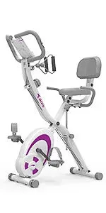 Folding Stationary Bike Recumbent Exercise Bike w/Arm Resistance Bands-Pulse Sensor-LCD Monitor and Easy