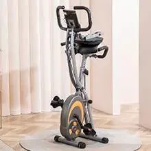 Folding Stationary Bike Recumbent Exercise Bike w/Arm Resistance Bands-Pulse Sensor-LCD Monitor and Easy