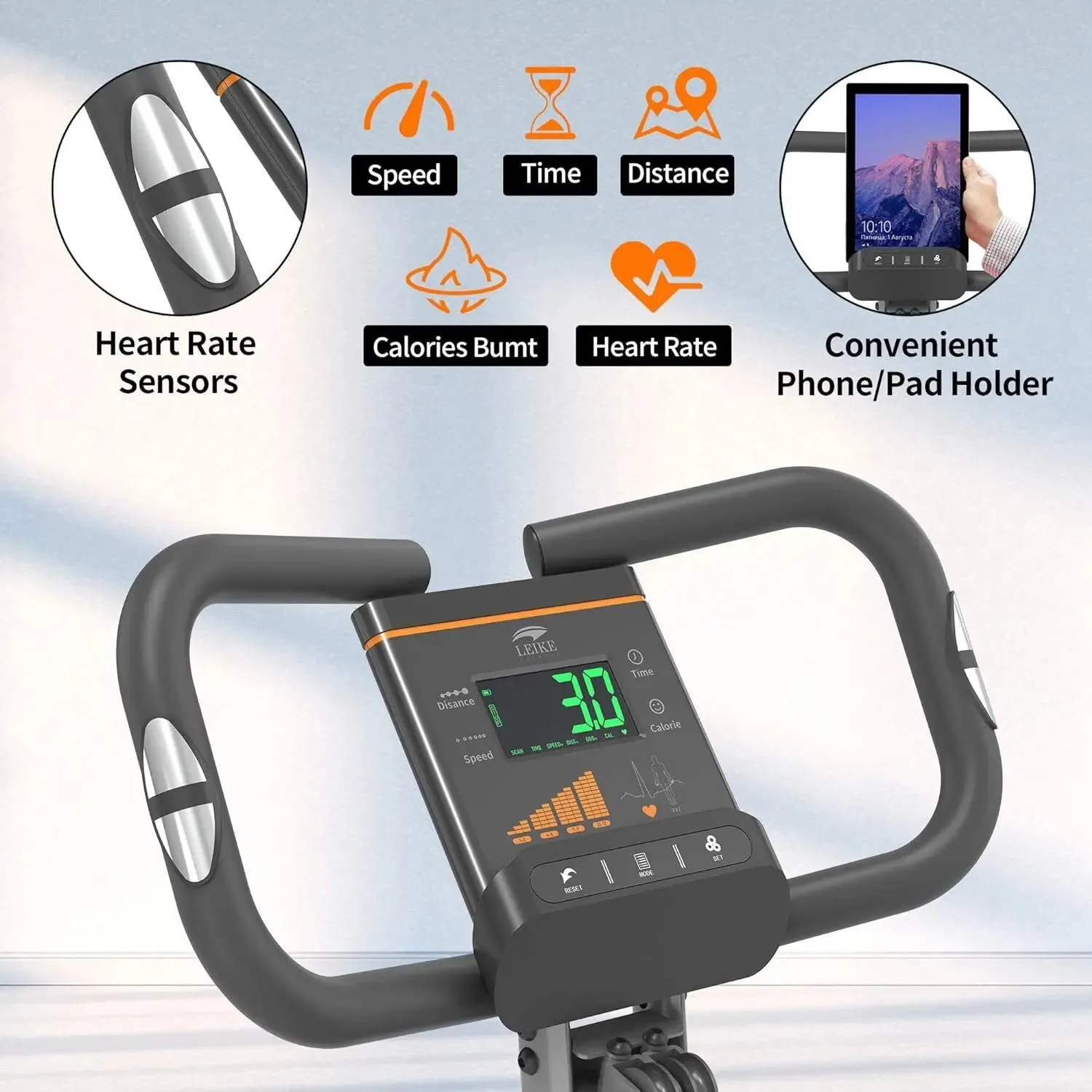 Folding Stationary Bike Recumbent Exercise Bike w/Arm Resistance Bands-Pulse Sensor-LCD Monitor and Easy