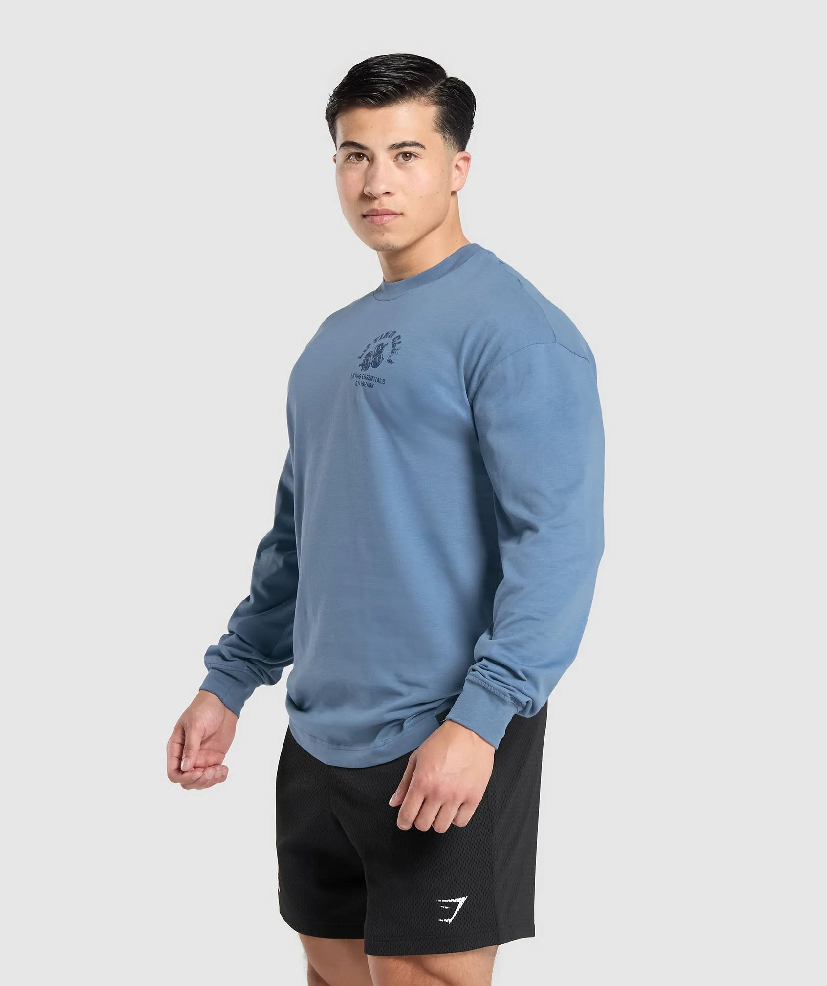 Gymshark Dumbbells Long Sleeve T-Shirt - Faded Blue