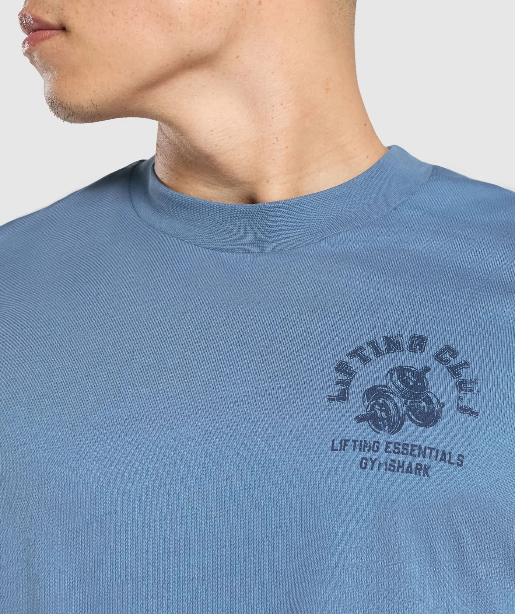 Gymshark Dumbbells Long Sleeve T-Shirt - Faded Blue
