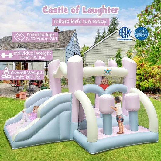Kids Bounce House With Slide and 2 Boxing Columns Bouncy Castle for Party With 480W Blower