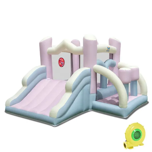 Kids Bounce House With Slide and 2 Boxing Columns Bouncy Castle for Party With 480W Blower