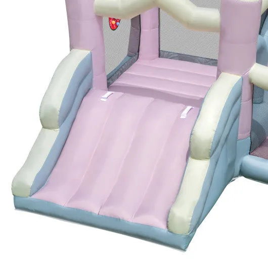 Kids Bounce House With Slide and 2 Boxing Columns Bouncy Castle for Party With 480W Blower