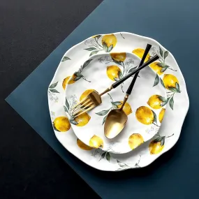 Lemon Ceramic Dinner Plates Irregular Salad Platter