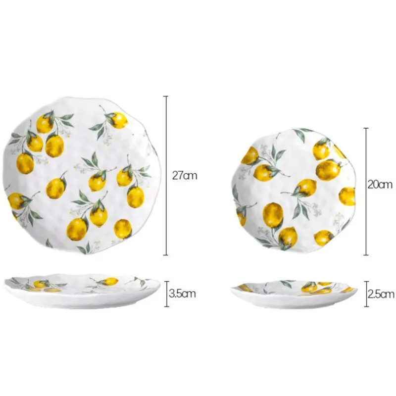 Lemon Ceramic Dinner Plates Irregular Salad Platter