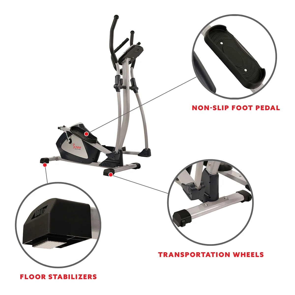 Magnetic Elliptical Machine w/ Device Holder, LCD Monitor and Heart Rate Monitoring - Endurance Zone