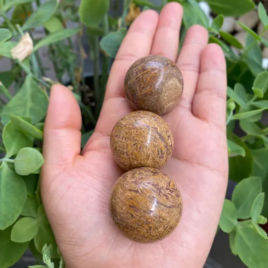 Mushroom Rhyolite Crystal Sphere, Polished Rainforest Sphere, Round Gemstone Balls, Reiki and Chakras, Stabilizing Stone, Protective Crystal