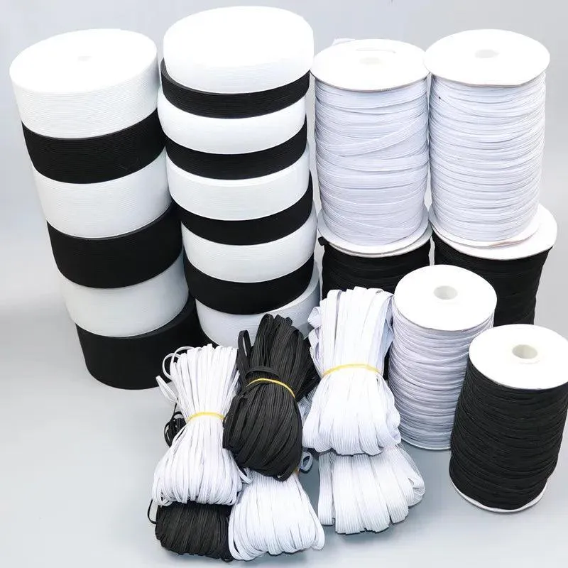 Nylon Elastic Bands: White/Black Straps for Sewing - Versatile & Durable!