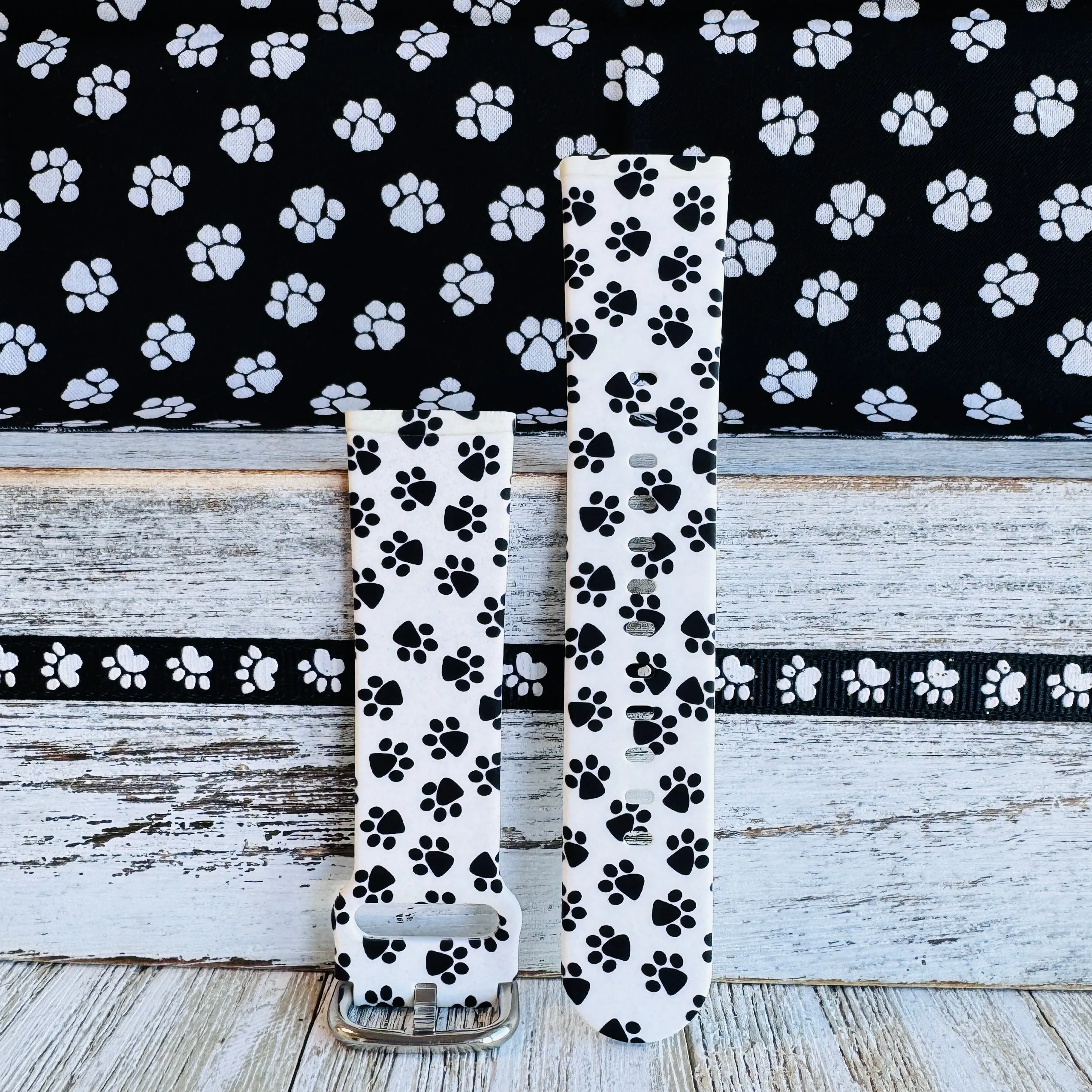 Paw Print White Background Print Silicone Band For Fitbit Versa 3/4/Sense