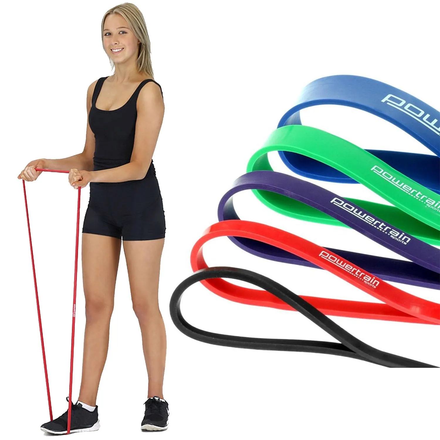 Powertrain Home Gym Workout Resistance Exercise Band - 5 Pieces