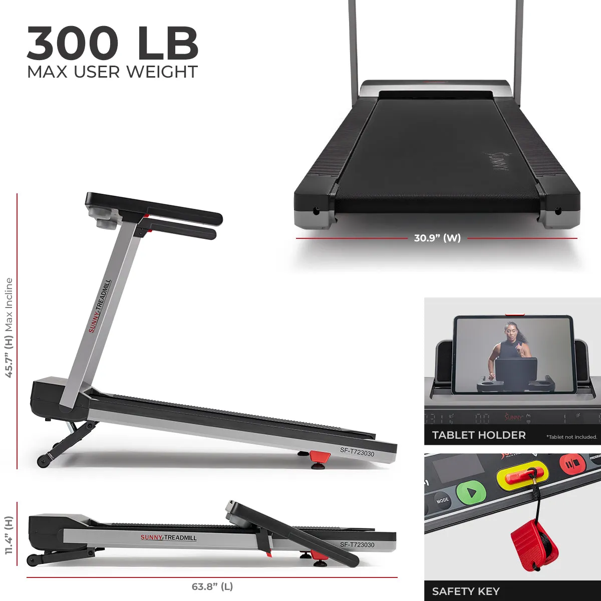 Premium Foldable Auto Incline Smart Treadmill with 20" Running Deck