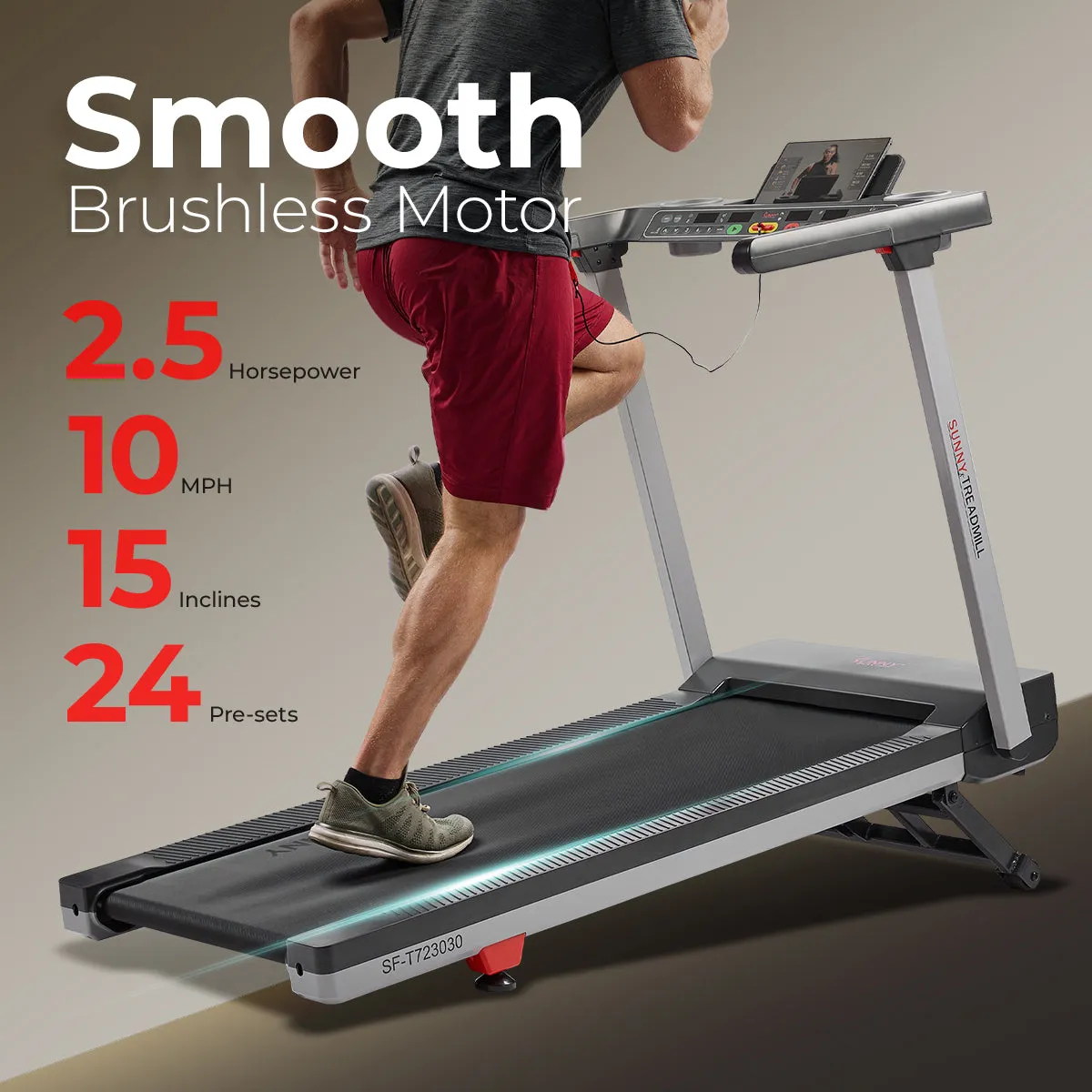 Premium Foldable Auto Incline Smart Treadmill with 20" Running Deck