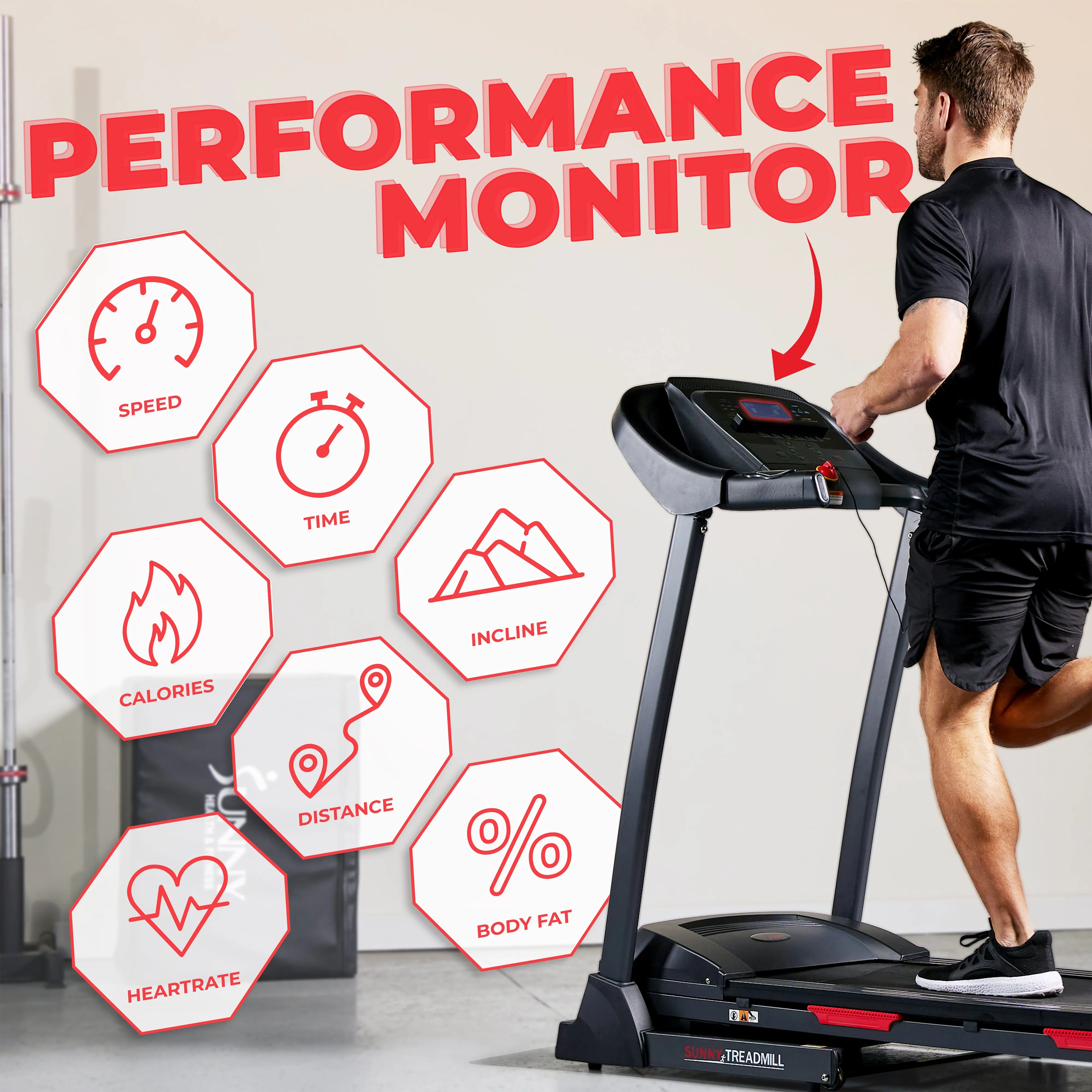 Premium Folding Auto-Incline Smart Treadmill with Exclusive SunnyFit® App Enhanced Bluetooth Connectivity