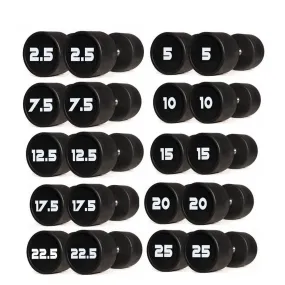 PU Polyurethane Dumbbells Set  2.5kg to 25kg - 10 Pairs (Package)