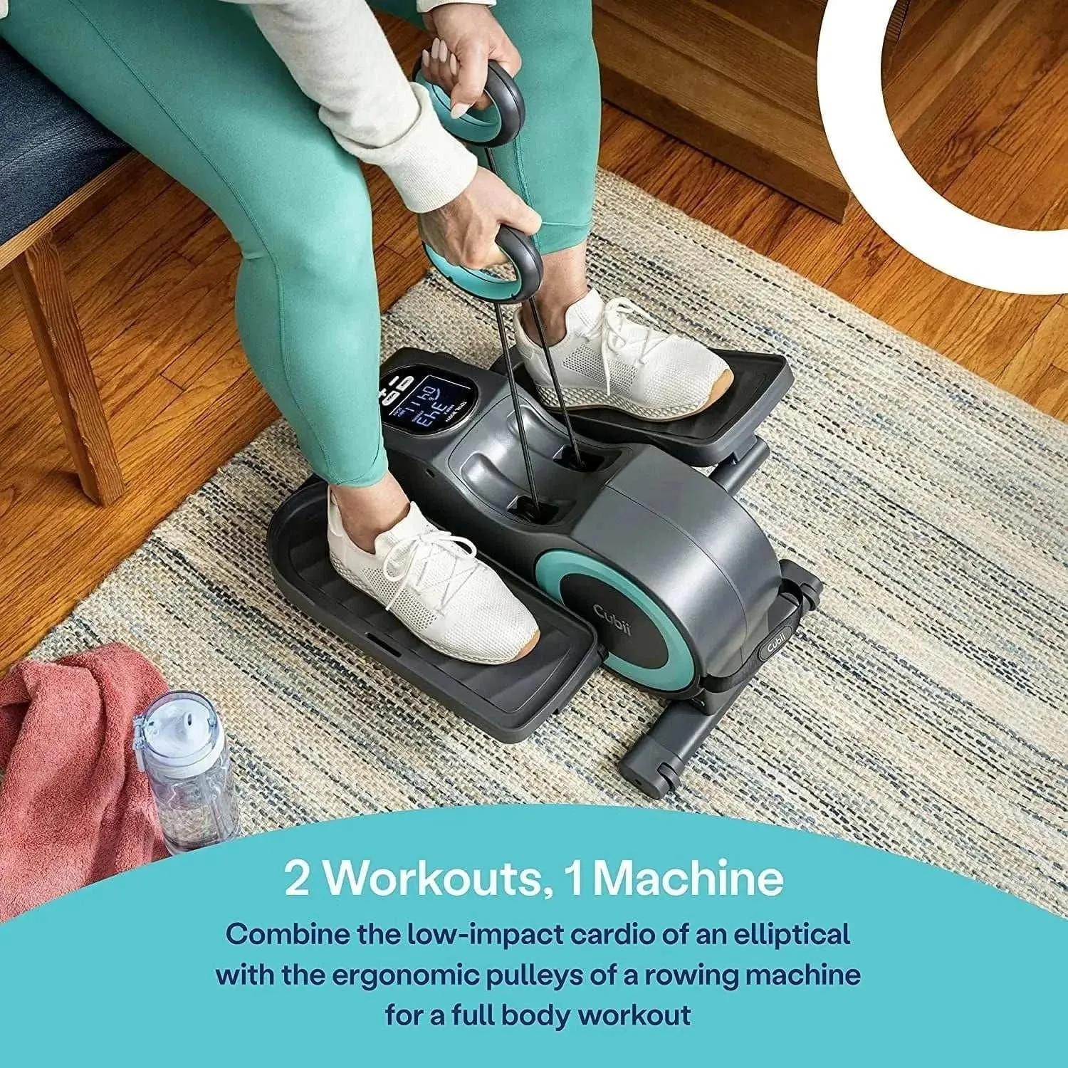 Renew Your Strength: Under Desk Seated Elliptical with Upper Body Resistance Bands