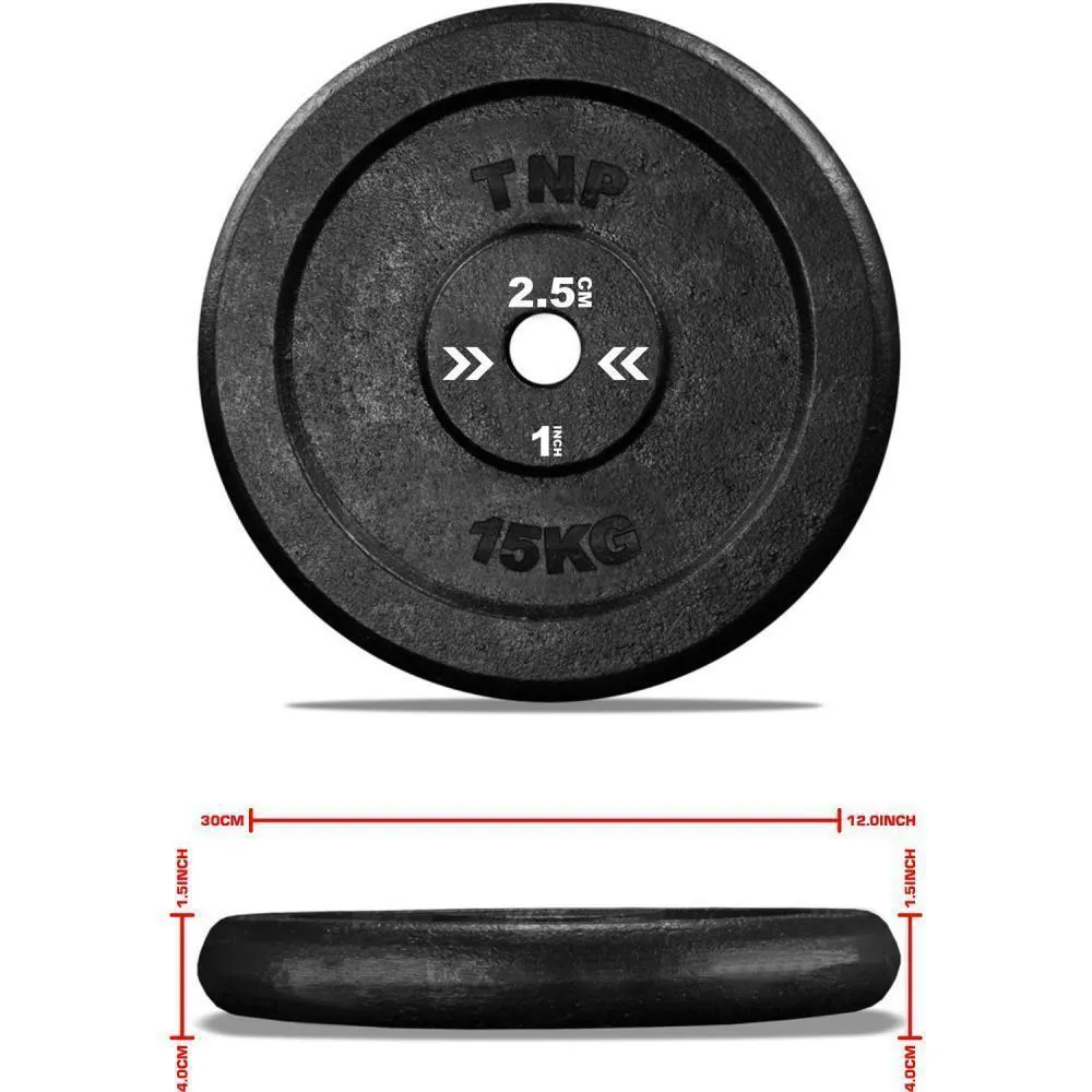 TnP Accessories Round Cast Iron Weight Plate 1" - 5KG - Black