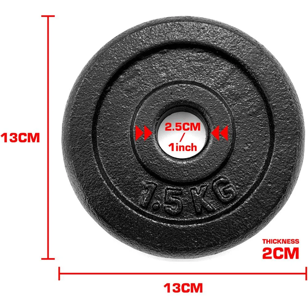 TnP Accessories Round Cast Iron Weight Plate 1" - 5KG - Black