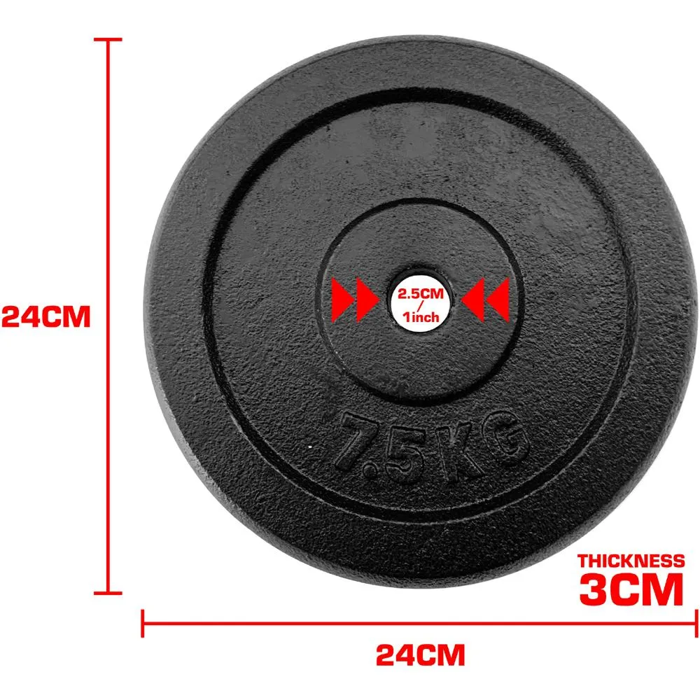 TnP Accessories Round Cast Iron Weight Plate 1" - 5KG - Black