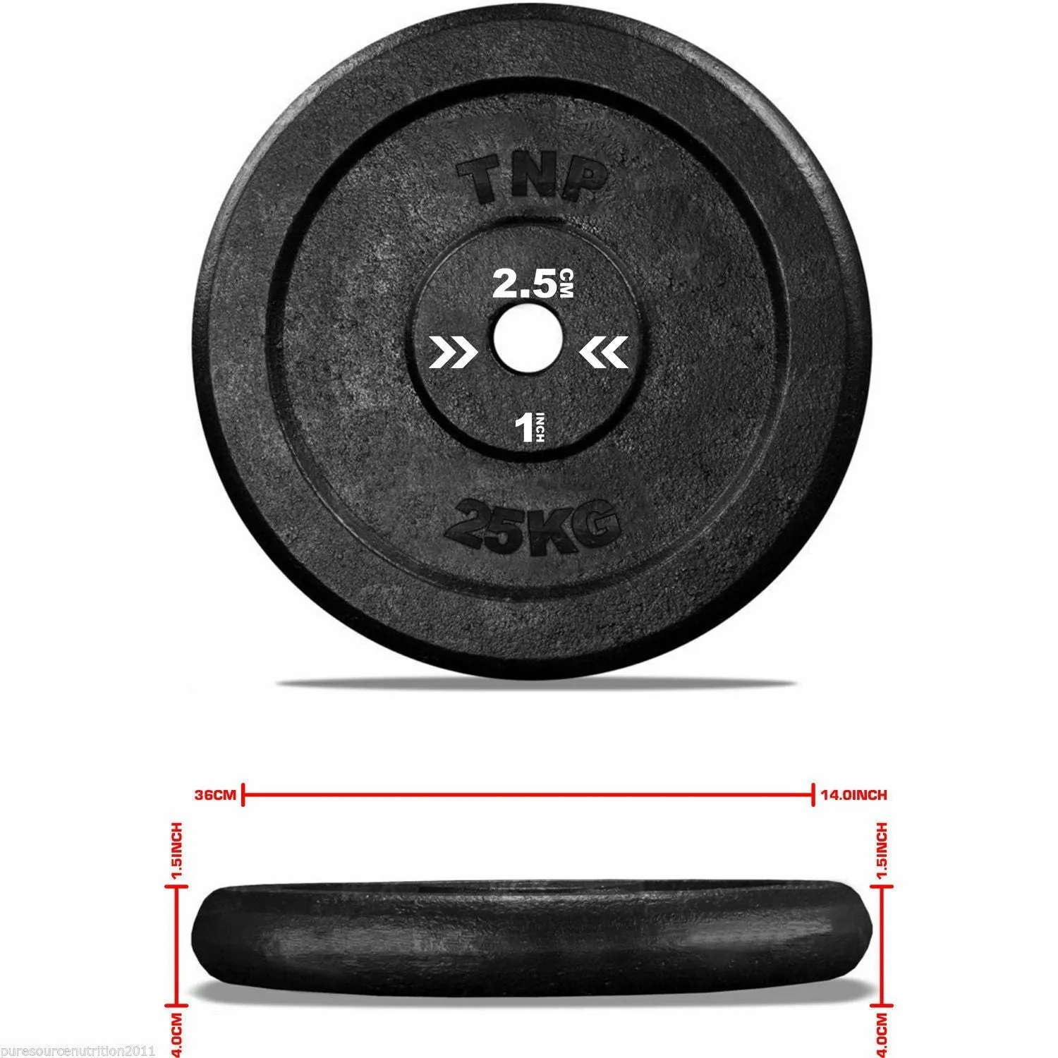 TnP Accessories Round Cast Iron Weight Plate 1" - 5KG - Black