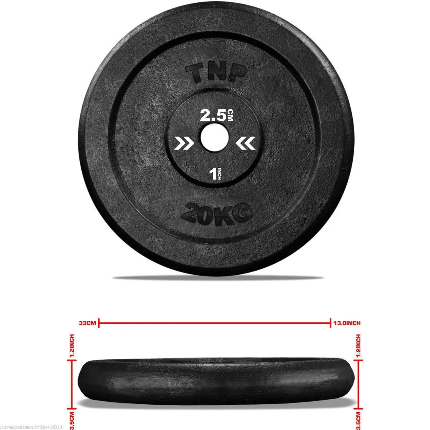 TnP Accessories Round Cast Iron Weight Plate 1" - 5KG - Black