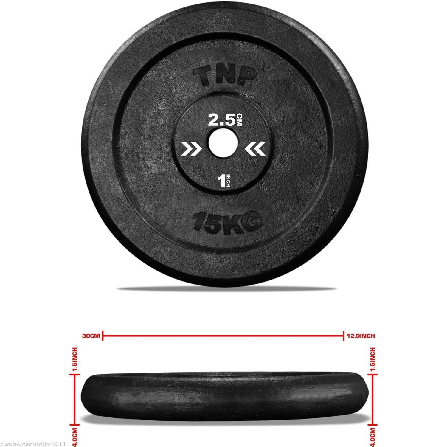 TnP Accessories Round Cast Iron Weight Plate 1" - 5KG - Black