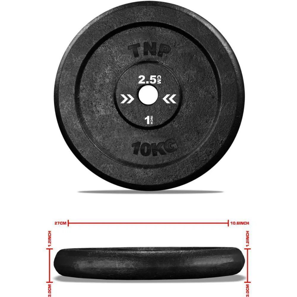 TnP Accessories Round Cast Iron Weight Plate 1" - 5KG - Black