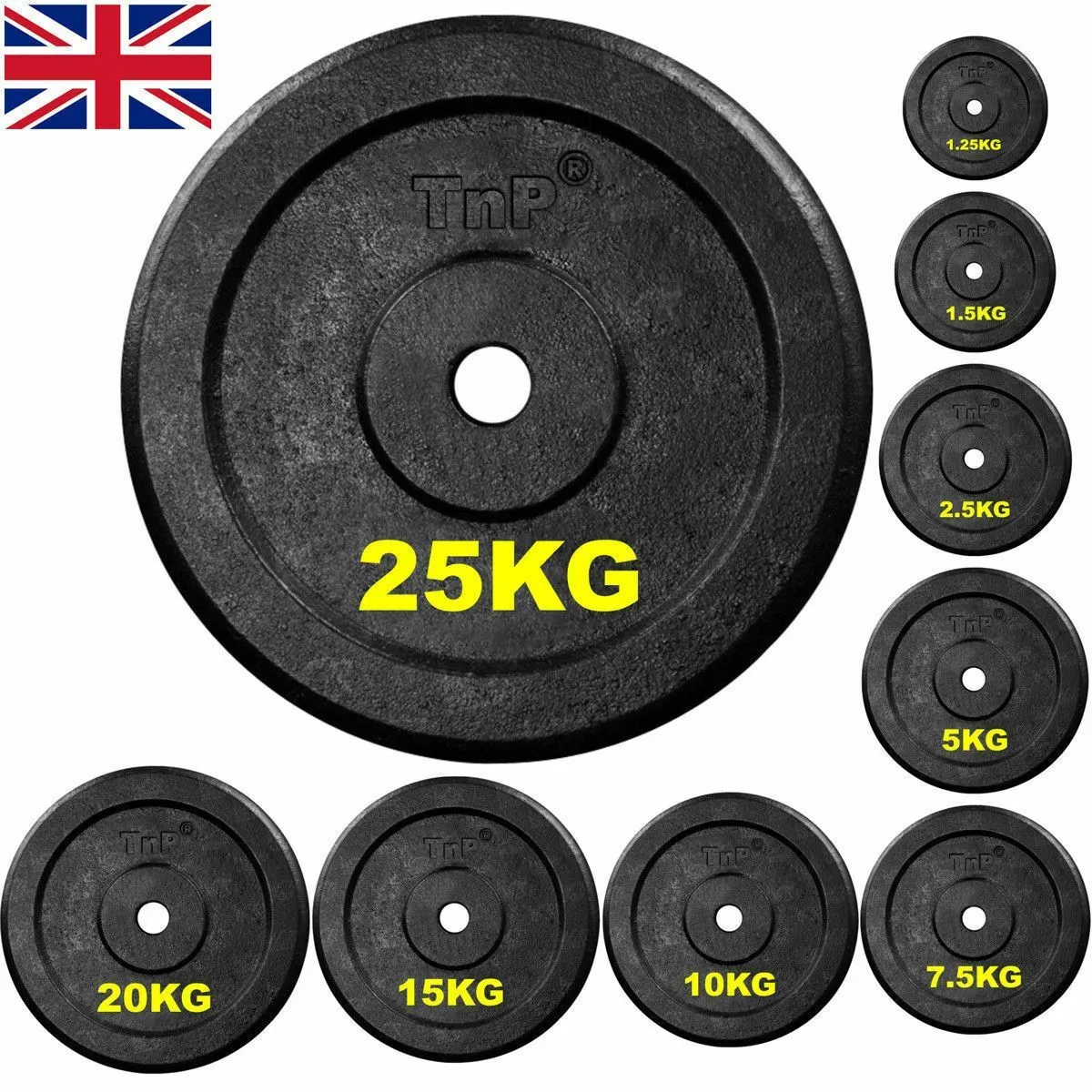TnP Accessories Round Cast Iron Weight Plate 1" - 5KG - Black