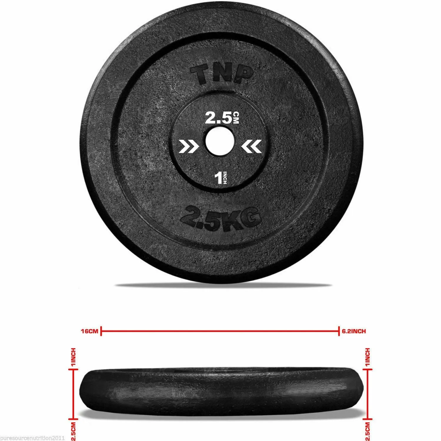 TnP Accessories Round Cast Iron Weight Plate 1" - 5KG - Black