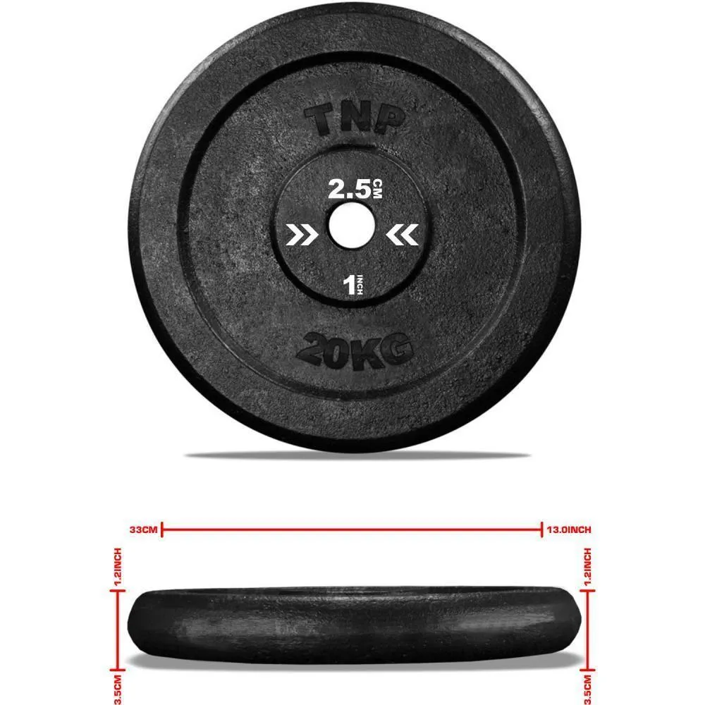 TnP Accessories Round Cast Iron Weight Plate 1" - 5KG - Black