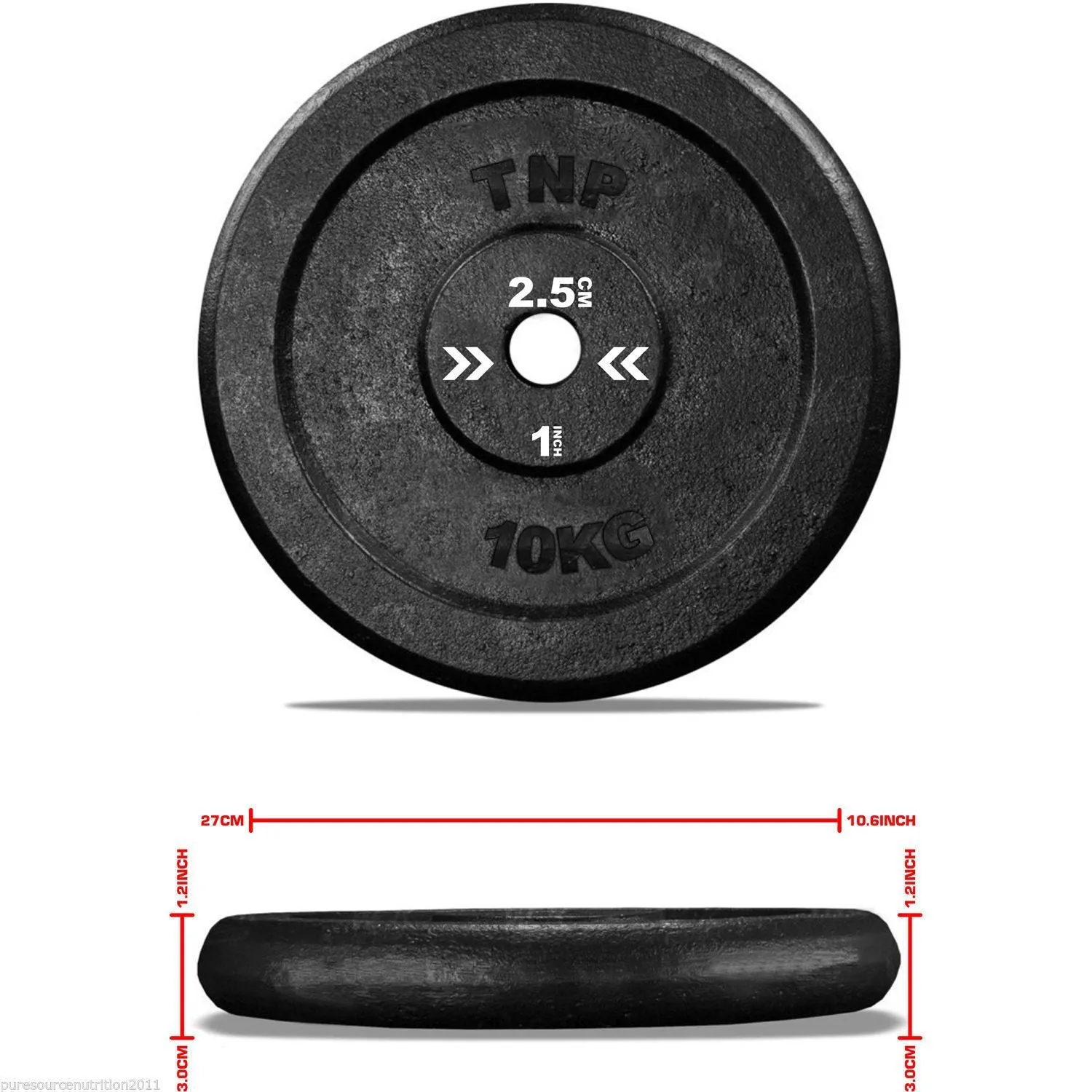 TnP Accessories Round Cast Iron Weight Plate 1" - 5KG - Black